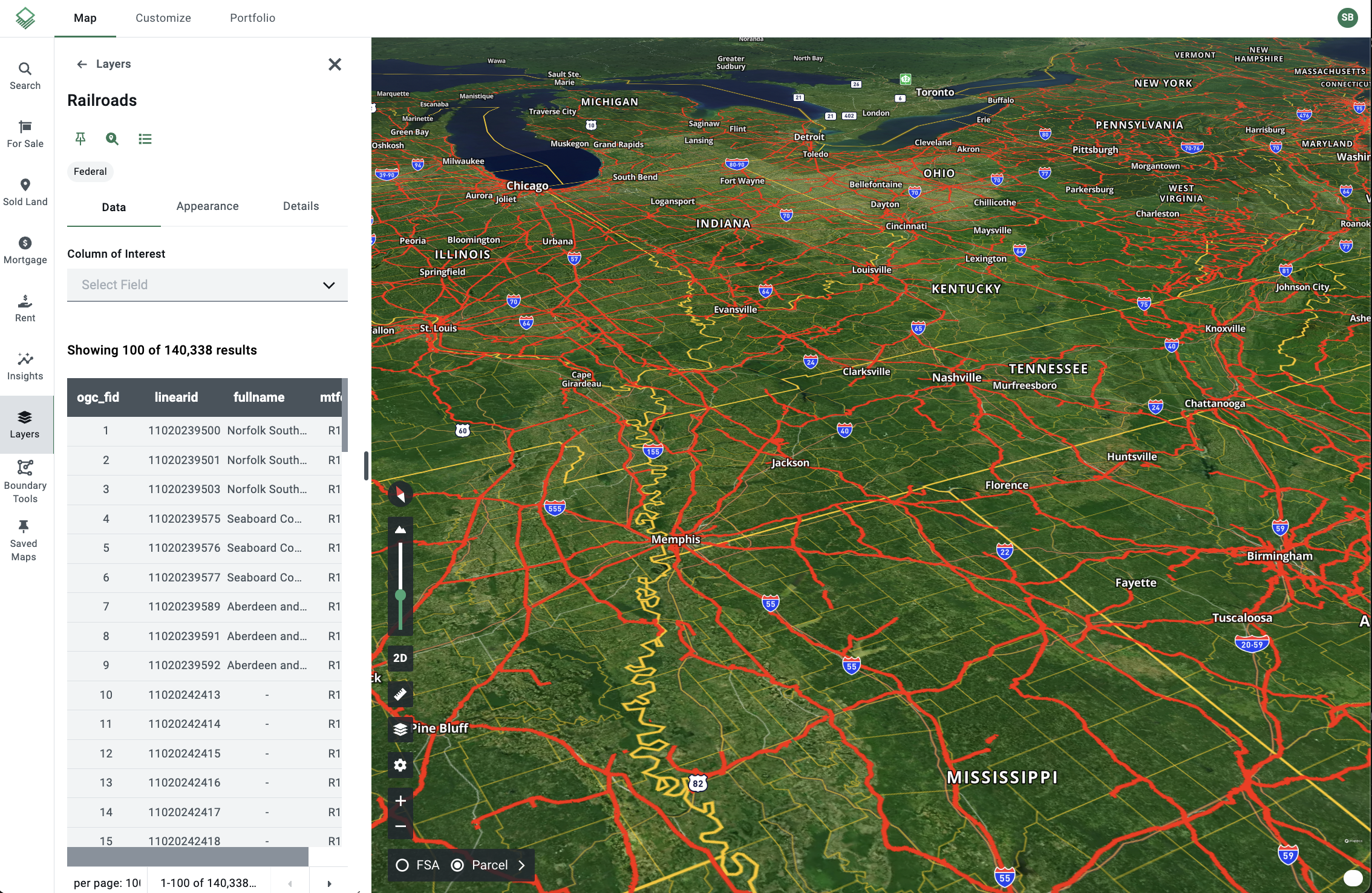 US Railroads Map